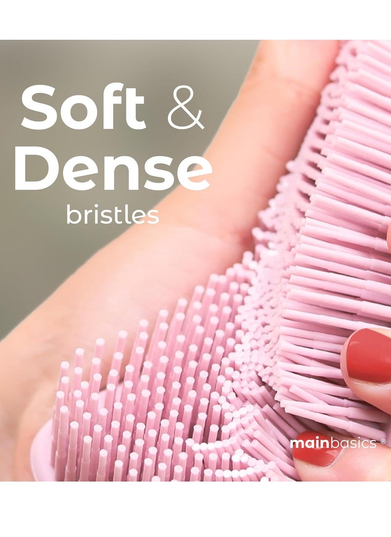 MainBasics Exfoliating Silicone Body Scrubber Pro 2-in-1 Shower Scrubber for Body, Silicone Loofah and Body Exfoliator (Pale Pink, Body + Exfoliate)