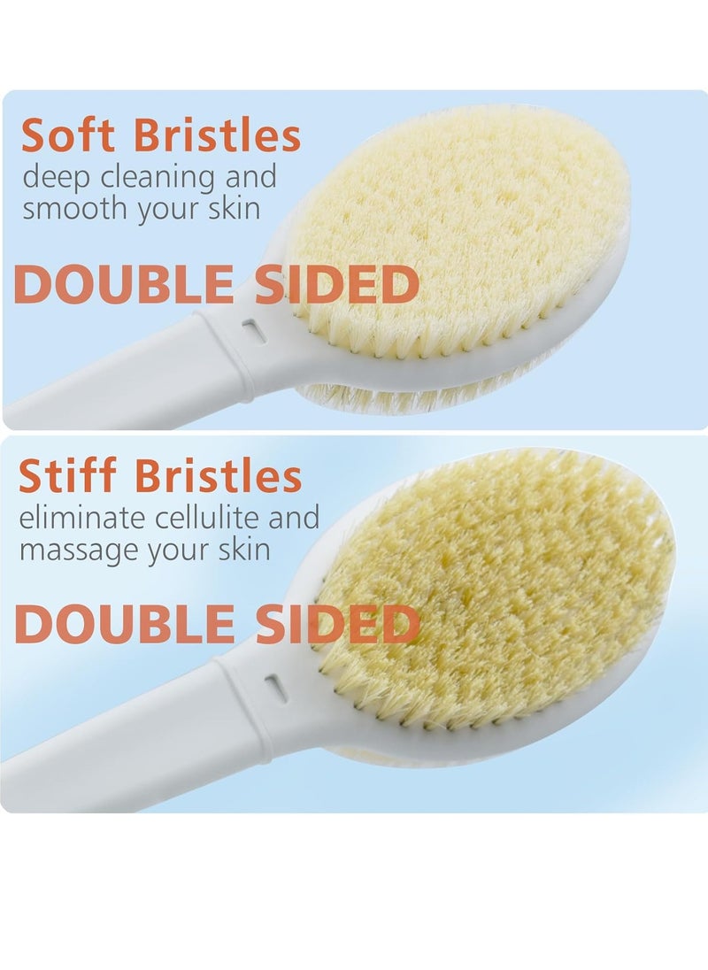 Shower Brush with Soft and Stiff Bristles,20.5