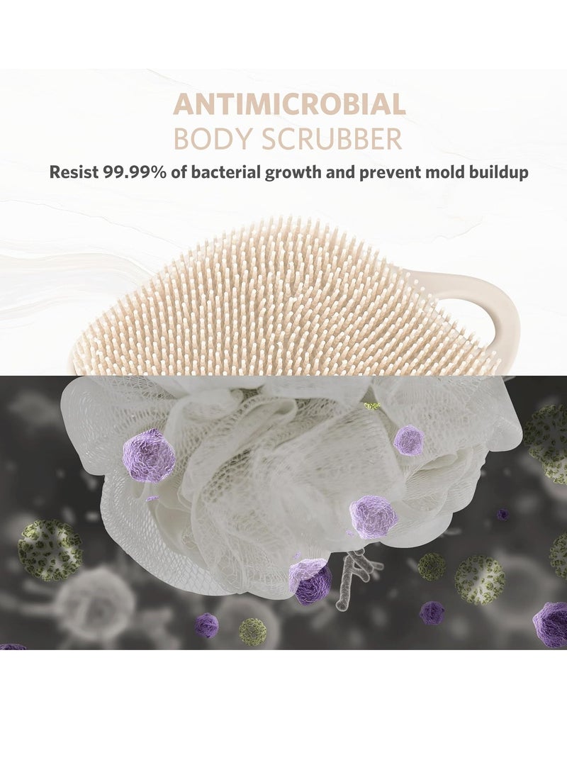 Sndyi Silicone Body Scrubber, Gentle Exfoliating Body Scrubber for Sensitive Skin, Leaf Shaped Shower Scrubber for Body with Lathering Bristles, Silicone Loofah Body Brush for Showering, Oatmeal