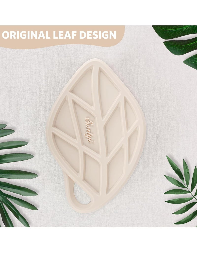 Sndyi Silicone Body Scrubber, Gentle Exfoliating Body Scrubber for Sensitive Skin, Leaf Shaped Shower Scrubber for Body with Lathering Bristles, Silicone Loofah Body Brush for Showering, Oatmeal
