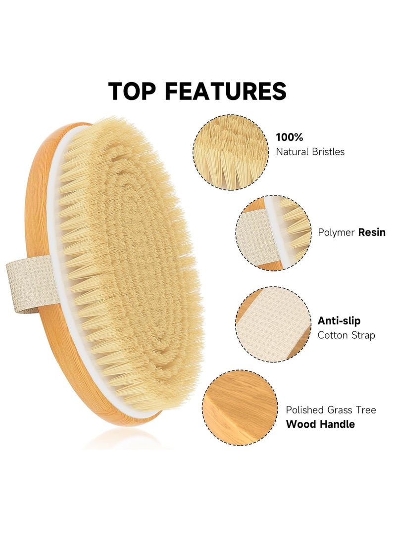 Metene Dry Brushing Body Brush, Exfoliating Body Scrubbers, Natural Bristles for Dry Skin, Improve Circulation, Stop Ingrown Hairs, Reduce Acne and Cellulite