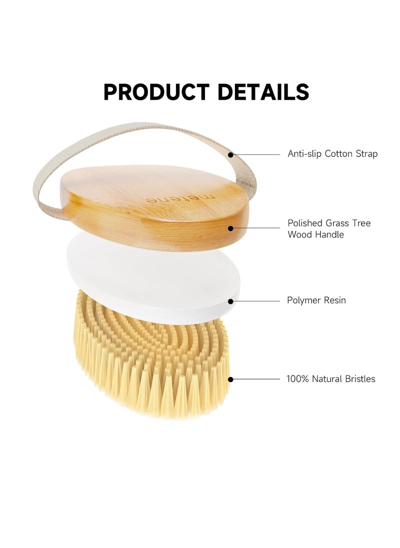 Metene Dry Brushing Body Brush, Exfoliating Body Scrubbers, Natural Bristles for Dry Skin, Improve Circulation, Stop Ingrown Hairs, Reduce Acne and Cellulite