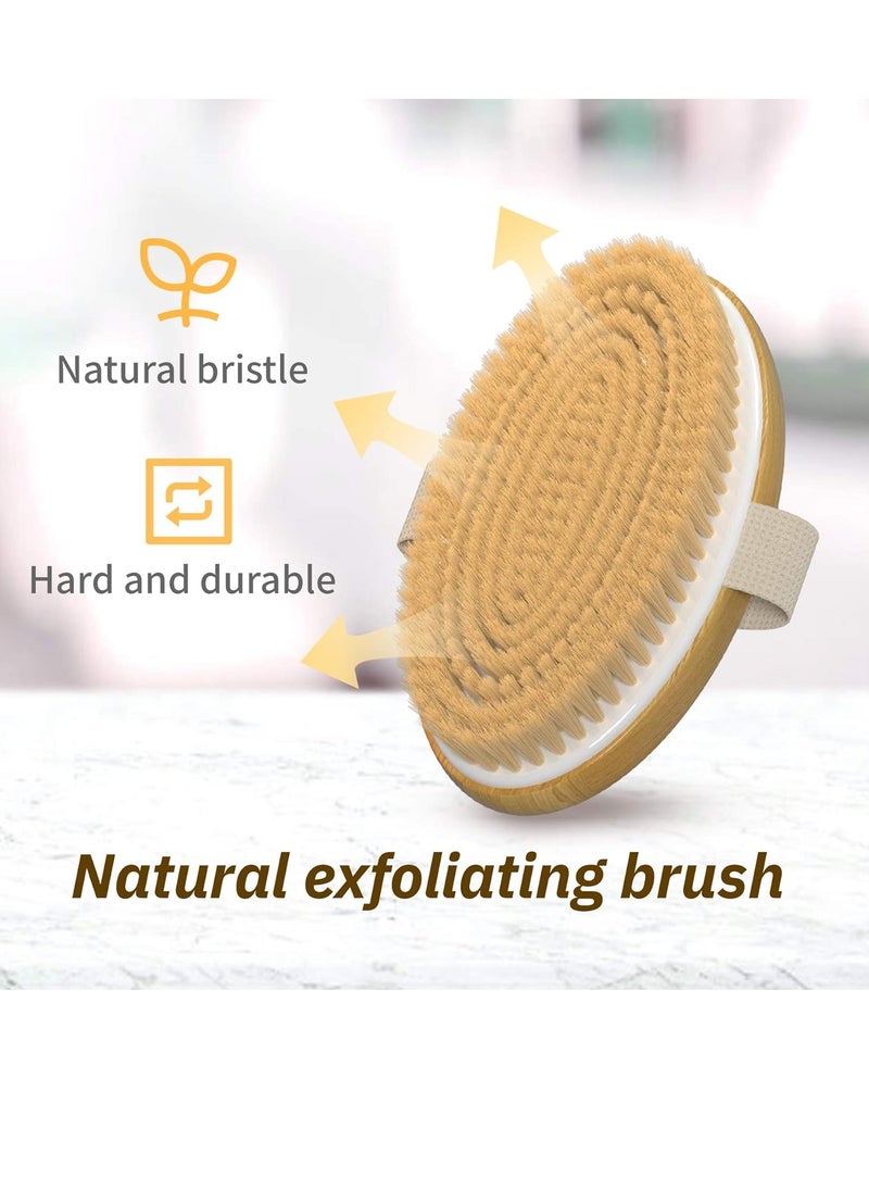 Metene Dry Brushing Body Brush with Soft and Stiff Natural Bristles, Body Exfoliating/Massage Scrub Brush for Cellulite and Lymphatic, Improve Your Circulation, 2 Pack