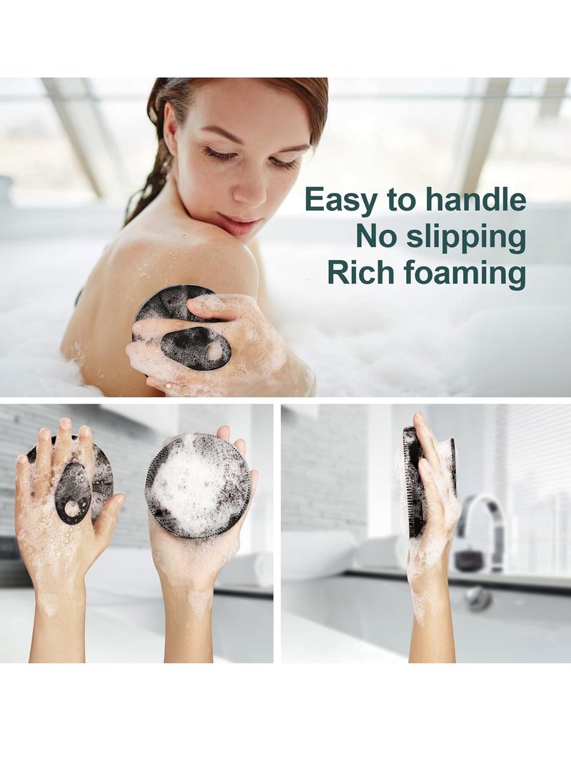 INNERNEED Food-Grade Silicone Body Scrubber Exfoliating & Massaging Shower Brush, More Hygienic Bathing Tool, for All Skin Types, Lathers Well, Longer Service Life (Black)
