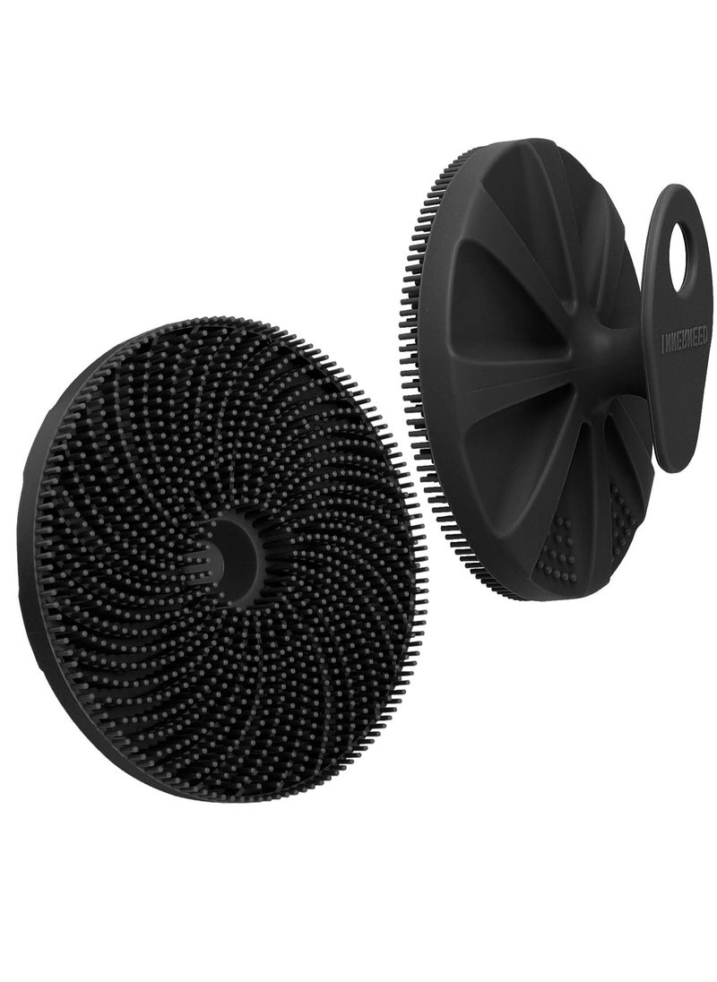 INNERNEED Food-Grade Silicone Body Scrubber Exfoliating & Massaging Shower Brush, More Hygienic Bathing Tool, for All Skin Types, Lathers Well, Longer Service Life (Black)