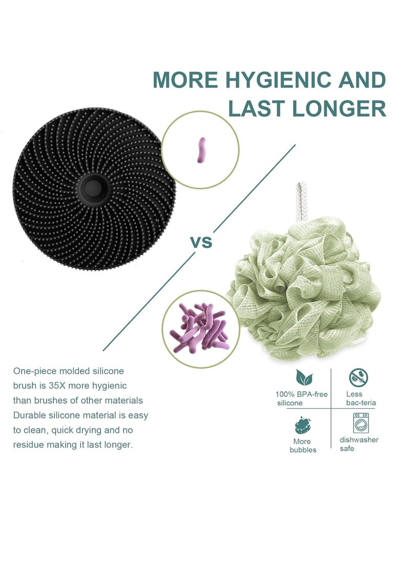 INNERNEED Food-Grade Silicone Body Scrubber Exfoliating & Massaging Shower Brush, More Hygienic Bathing Tool, for All Skin Types, Lathers Well, Longer Service Life (Black)