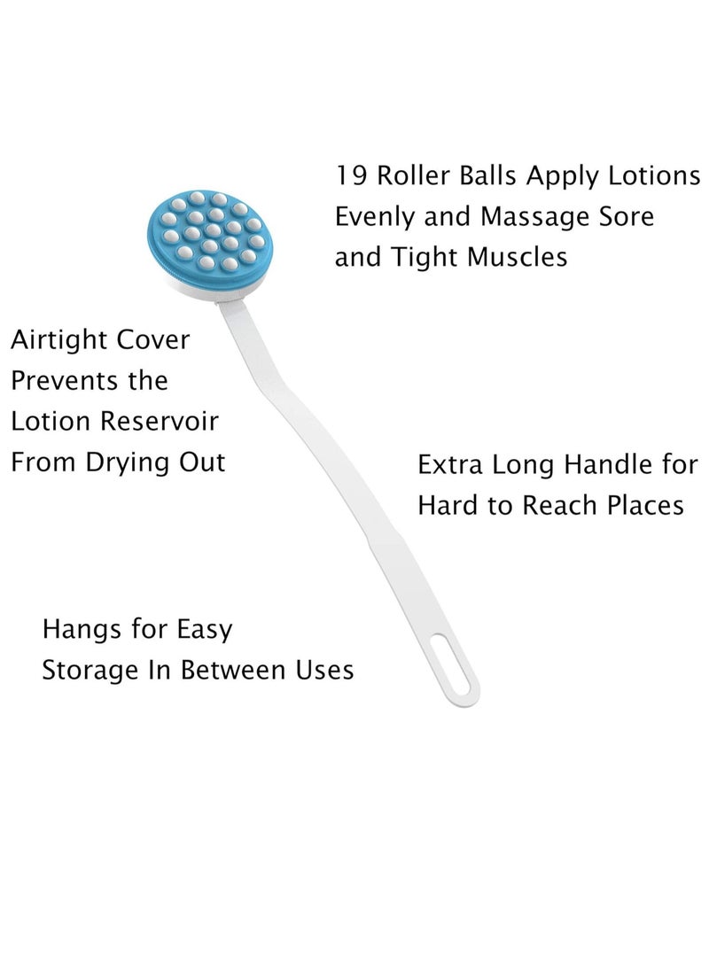 Lotion Applicator for Back – Long Handled Roll-On Dispenser and Handheld Back Massager – Wand for Applying Sunscreen, Cream, or Shower Gel by Remedy