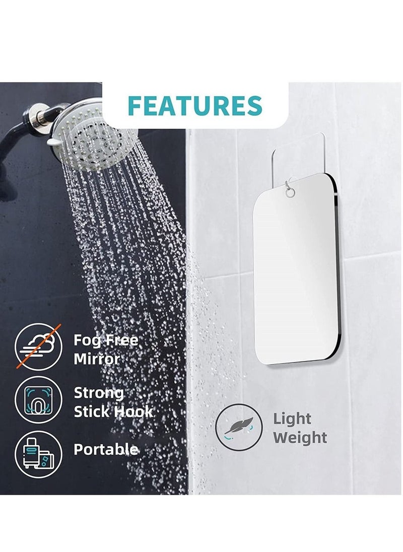 Shower Mirror Fogless for Shaving Mirror for Showe, Medium Mirror for Wall Hanging, Camping Travel Mirrors, Unbreakable Handheld Locker, Makeup Plastic, Fog Free Shave Anti Fog Proof, Bathroom