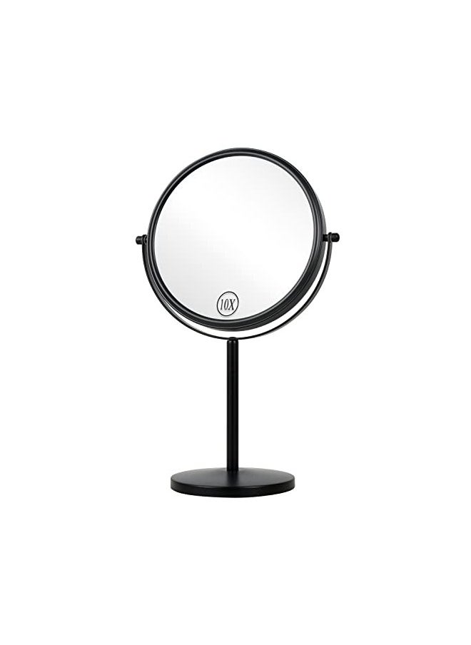 ALHAKIN 10x Magnifying Makeup Mirror, 8 Inch Tabletop Mirror Double Sided with Magnification, Swivel Make Up Mirror for Bathroom, Black