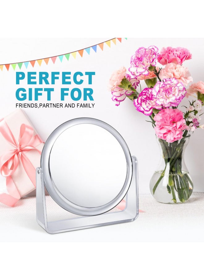 1x/7x Magnifying Makeup Mirror for Desk Double Sided 360°Rotation Desk Mirror,Portable Table Acrylic Small Standing Mirror for Cosmetic