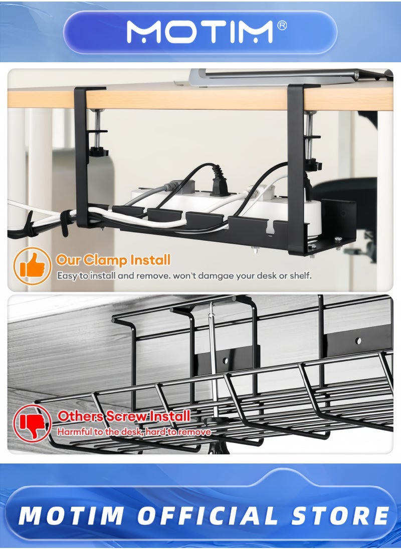 No Drill Under Desk Cable Management Tray 21.7