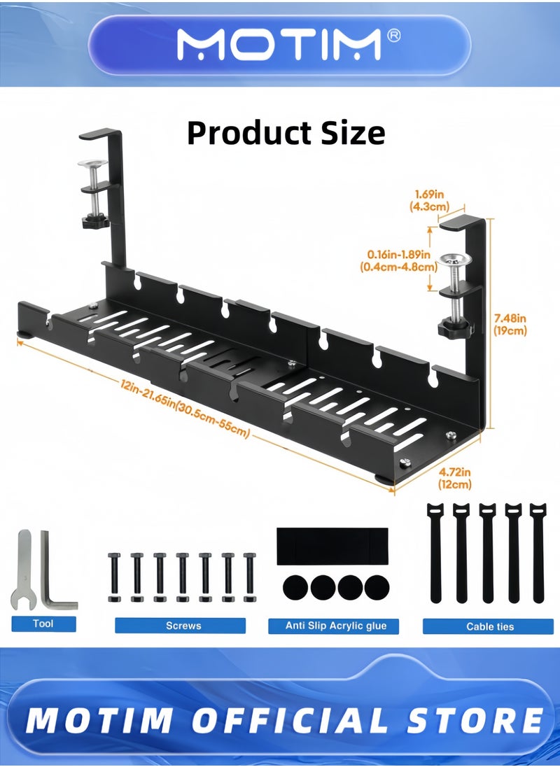 No Drill Under Desk Cable Management Tray 21.7