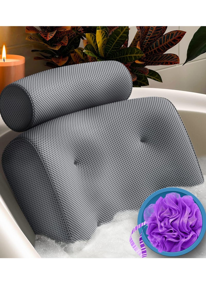 Everlasting Comfort Luxury Bath Pillow - Head, Neck, Back Support Cushion for Bathtub, Spa, Soaking