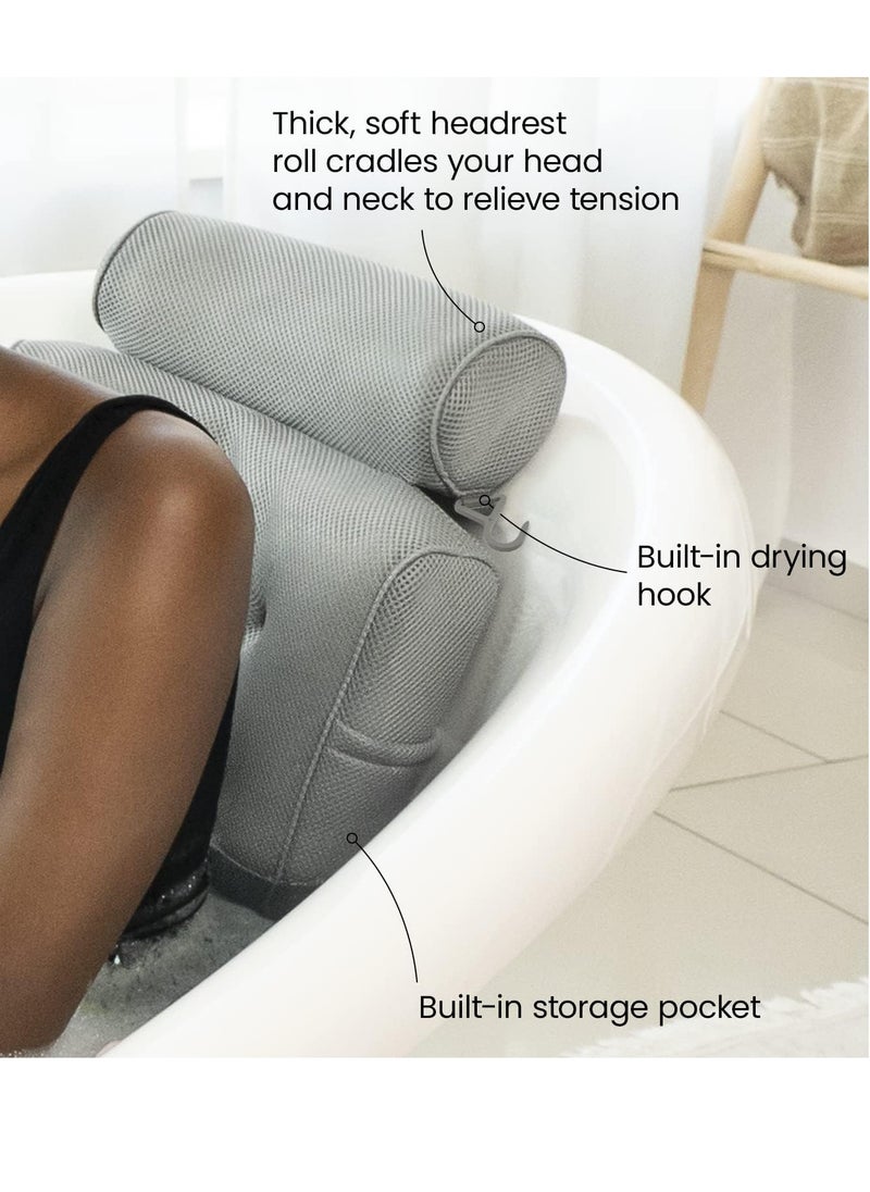 Everlasting Comfort Luxury Bath Pillow - Head, Neck, Back Support Cushion for Bathtub, Spa, Soaking