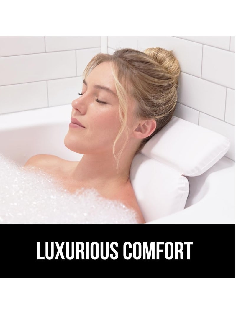 Gorilla Grip Bath Pillow for Tub, Improved Suction Cups, Luxury Bathtub Pillows, Headrest for Neck and Back Support, Relaxing Home Spa, Hot Tub and Bathroom Essentials, Gifts for Women, 2 Panel White