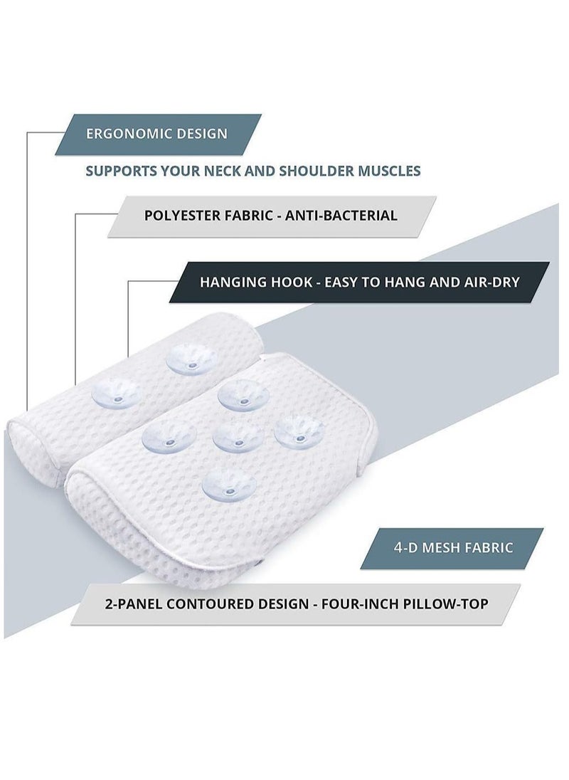 AmazeFan Bath Pillow, Bathtub Spa Pillow with 4D Air Mesh Technology and 7 Suction Cups, Helps Support Head, Back, Shoulder and Neck, Fits All Bathtub, Hot Tub and Home Spa [US. Patent Design]