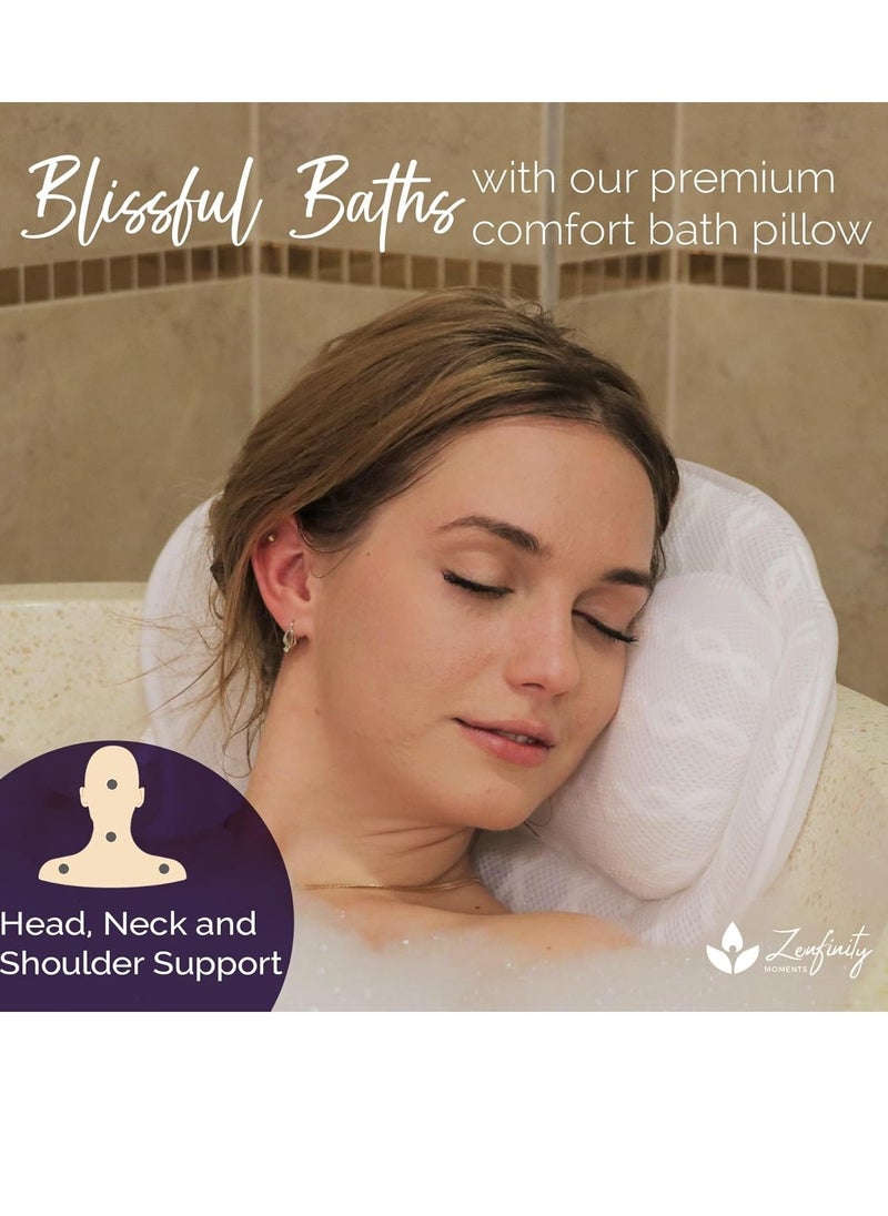 Bath Pillow - Bath Pillows for Tub Neck & Back Support, Luxury Bathtub Pillows for Head & Neck, Soaking, Bubble Bath & Spa, Bathtub Accessories for Women - Gifts for Women,Wife,Girlfriend,Best Friend