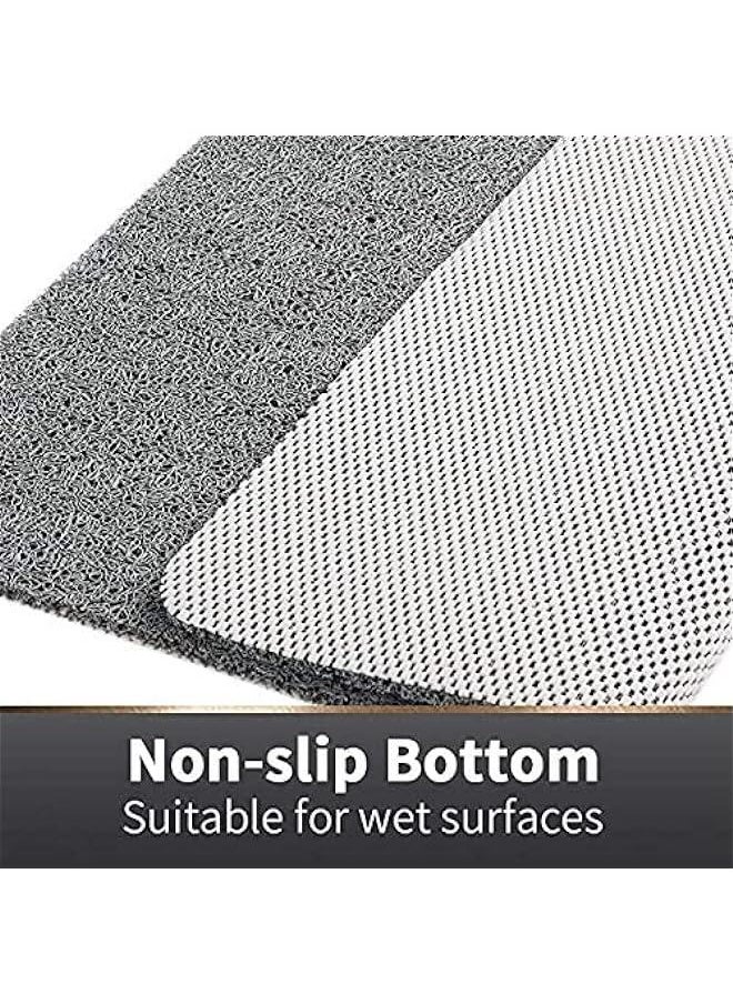 Non-Slip Soft Textured Bath Mat, 24x16 Inches, Phthalate-Free, Quick-Drying PVC Loofah Tub Mat with Drain for Shower, Grey Color.