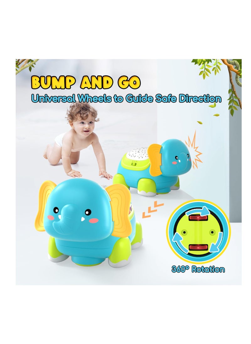 Crawling Musical Elephant Toys for 0-12 Months, Baby Toys 6 Months Plus, Toddler Sound Toys with Projector Light, Learning Gifs Toys for Boys Girls 1 Year Old