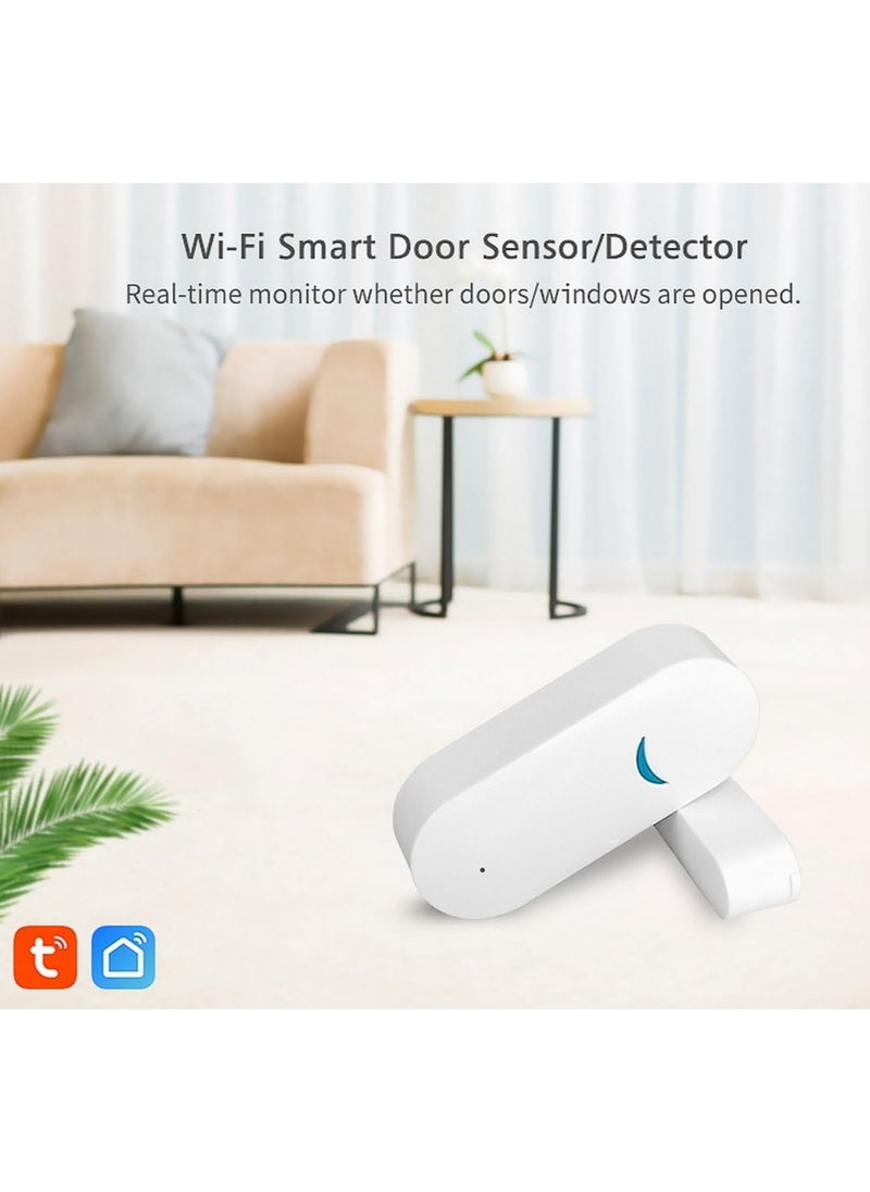 Smart WiFi Door Window Sensor Wireless Security Alarm Door Sensor  Tuya Smart Door Window Sensor  Compatible with Alexa Google Assistant Home and Business Security Door Open Contact Sensor