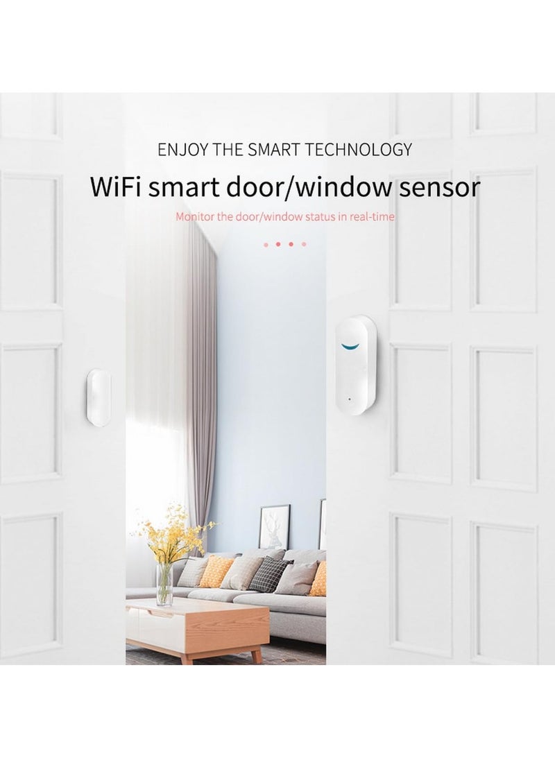 Smart WiFi Door Window Sensor Wireless Security Alarm Door Sensor  Tuya Smart Door Window Sensor  Compatible with Alexa Google Assistant Home and Business Security Door Open Contact Sensor