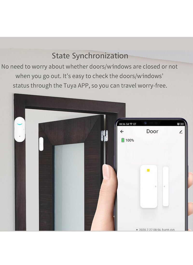 Smart WiFi Door Window Sensor Wireless Security Alarm Door Sensor  Tuya Smart Door Window Sensor  Compatible with Alexa Google Assistant Home and Business Security Door Open Contact Sensor