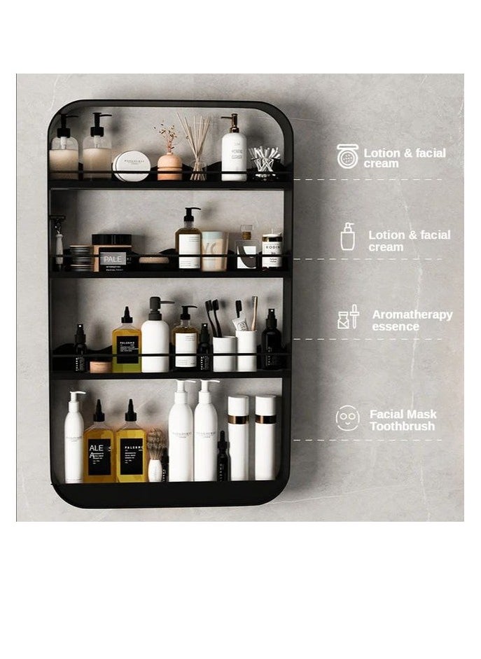 Bathroom Organizer Shelves Rack Wall Mounted Storage Box Toiletries Cosmetic Storage Rack Kitchen Seasoning Bottle Storage Shelf black