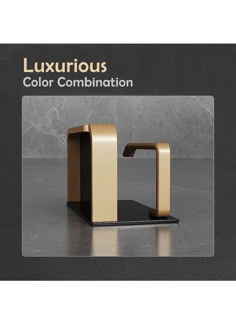 Toilet Paper Holder with Shelf Adhesive Wall Mounted No Drill Aluminium Alloy Stainless and Rustproof Dispenser Bathroom Organizer Storage Rack Matte Black Gold
