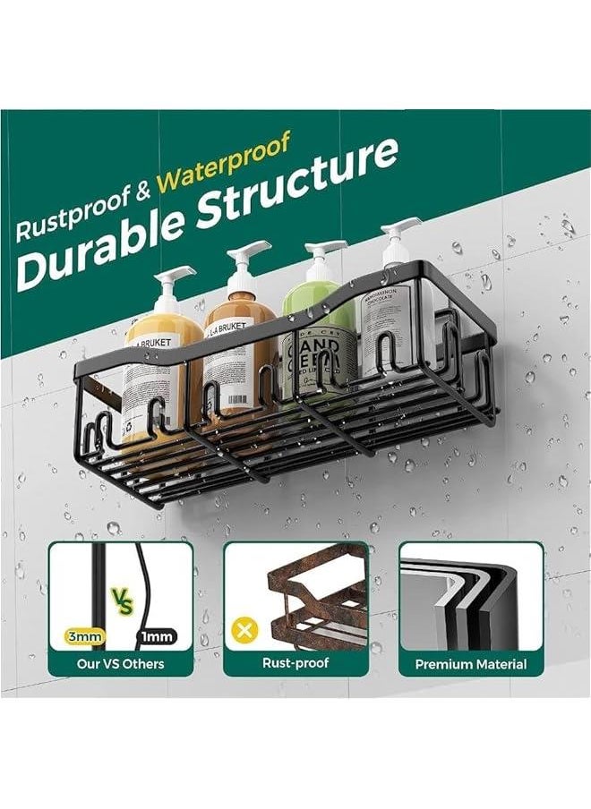 Shower Caddy Shelf [5-Pack], Strong Adhesive Shower Organizer Shelf No Drilling,Rustproof Wall-Mounted Shower Shelves With Soap Dish & Toothbrush Holder for Kitchen, Dorm,Bathroom Storage