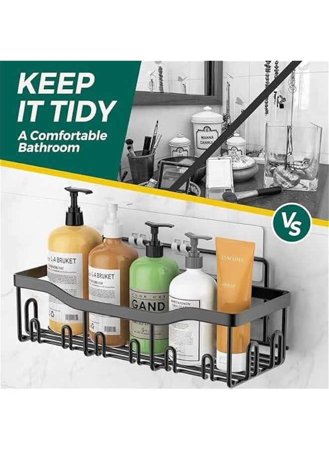 Shower Caddy Shelf [5-Pack], Strong Adhesive Shower Organizer Shelf No Drilling,Rustproof Wall-Mounted Shower Shelves With Soap Dish & Toothbrush Holder for Kitchen, Dorm,Bathroom Storage