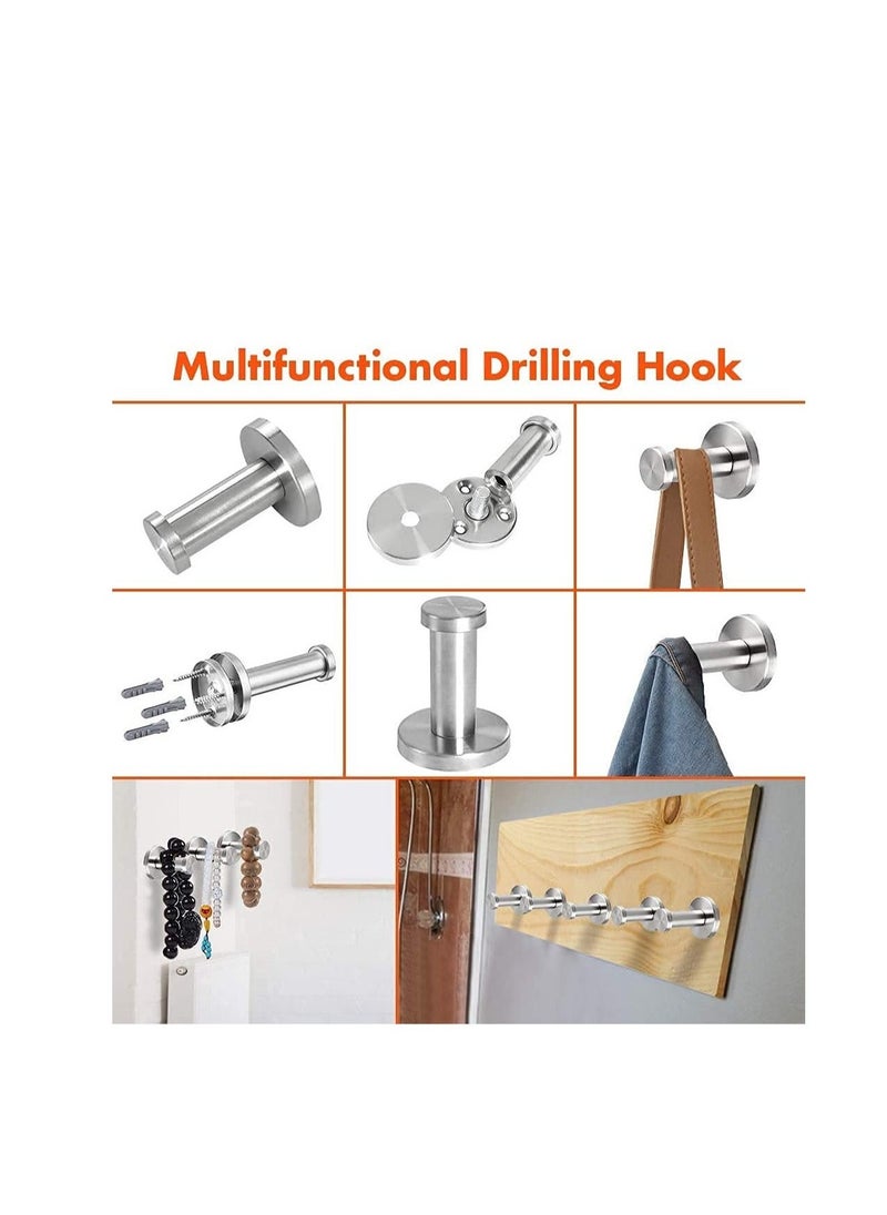 6 Pack Bathroom Towel Hooks, Robe Hook Stainless Steel Heavy Duty Clothes Hanger for Bathroom Bedroom Kitchen Hotel (12 screws + 12 nuts)