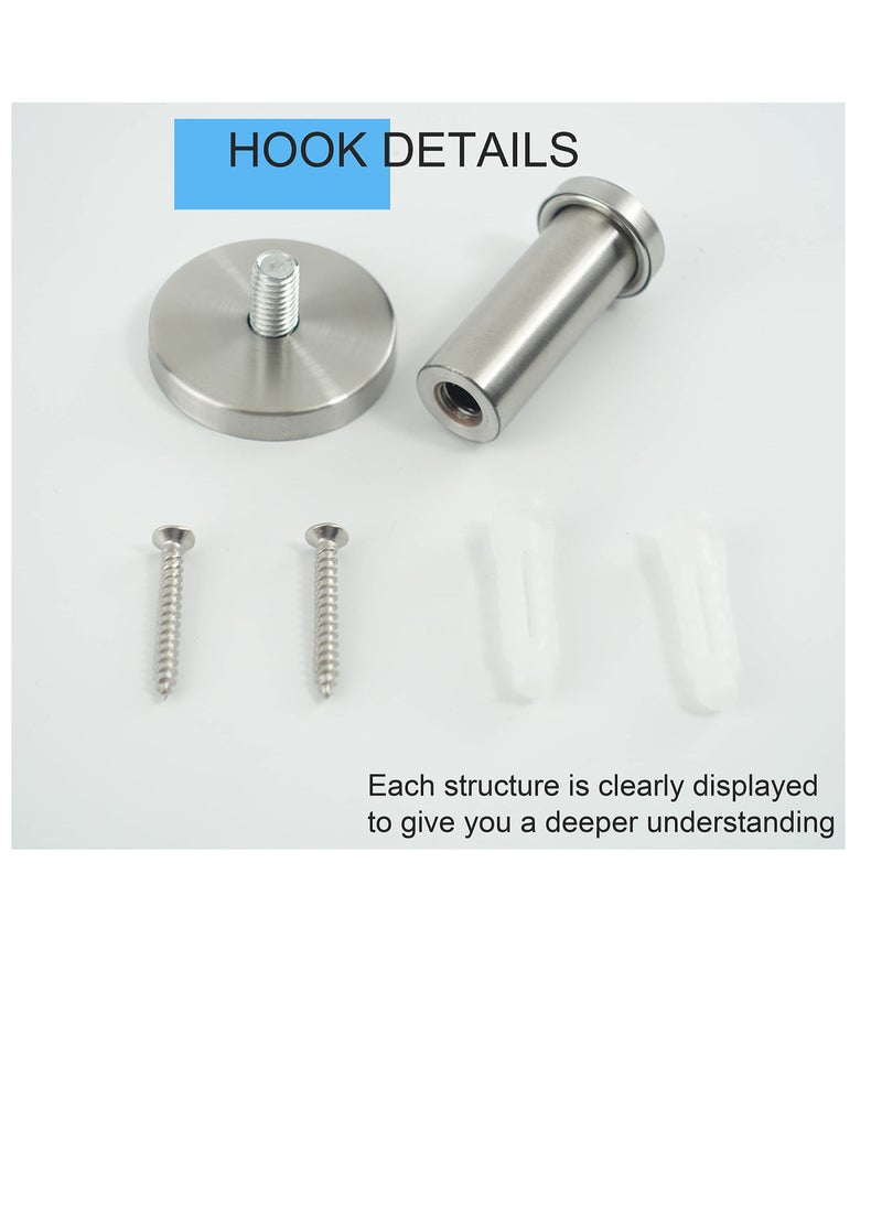 6 Pack Bathroom Towel Hooks, Robe Hook Stainless Steel Heavy Duty Clothes Hanger for Bathroom Bedroom Kitchen Hotel (12 screws + 12 nuts)