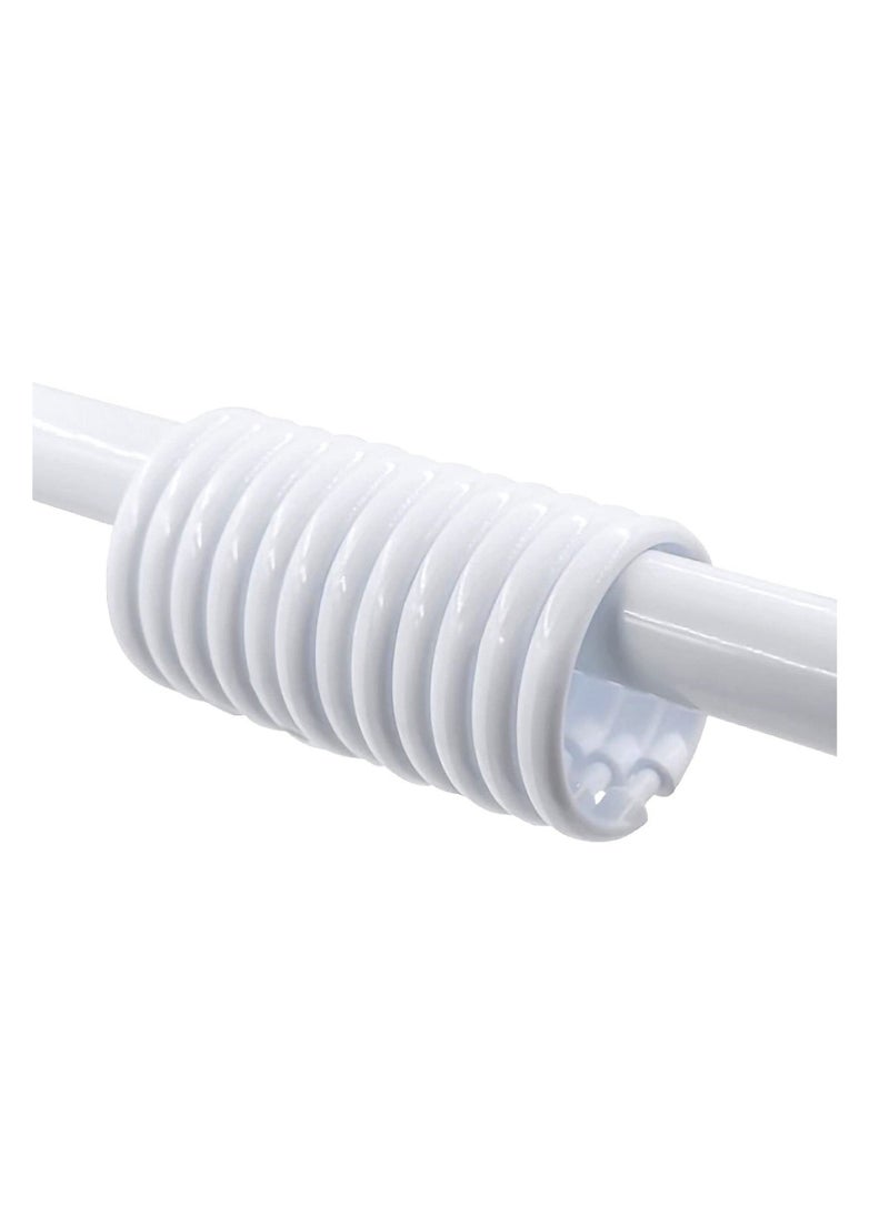 12 PCS White Plastic Shower Curtain Rings, Easy Snap Closure Shower Curtain
