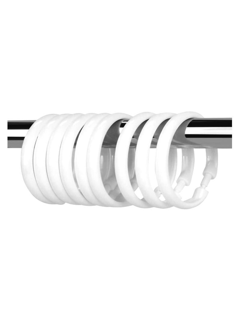 12 PCS White Plastic Shower Curtain Rings, Easy Snap Closure Shower Curtain