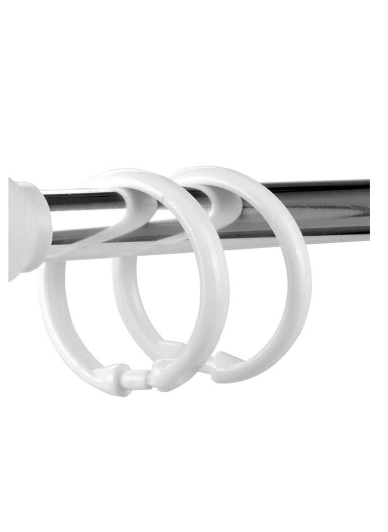 12 PCS White Plastic Shower Curtain Rings, Easy Snap Closure Shower Curtain