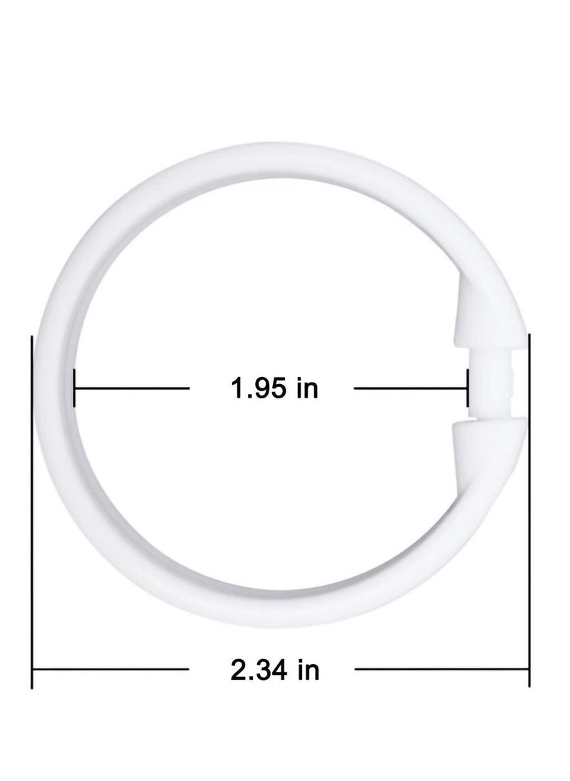 12 PCS White Plastic Shower Curtain Rings, Easy Snap Closure Shower Curtain