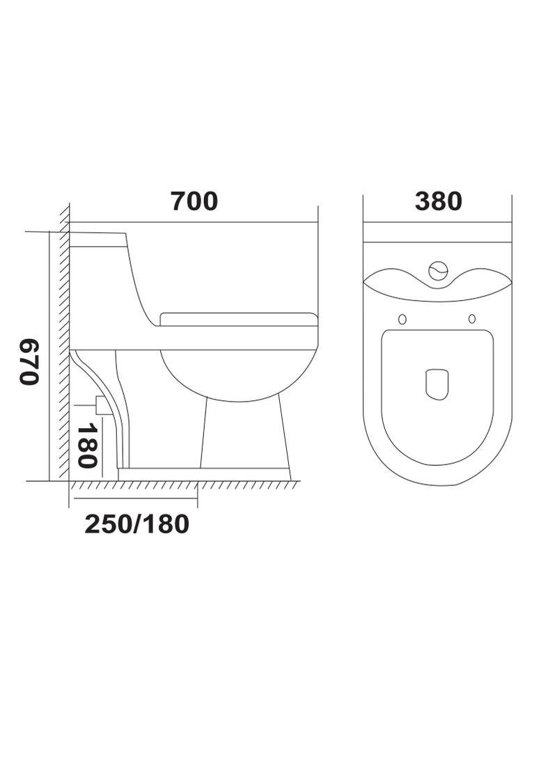 B BAGNO White Floor Mounted Water Closet WC08 S TRAP With WC Seat Cover, Flush Fittings & Accesories