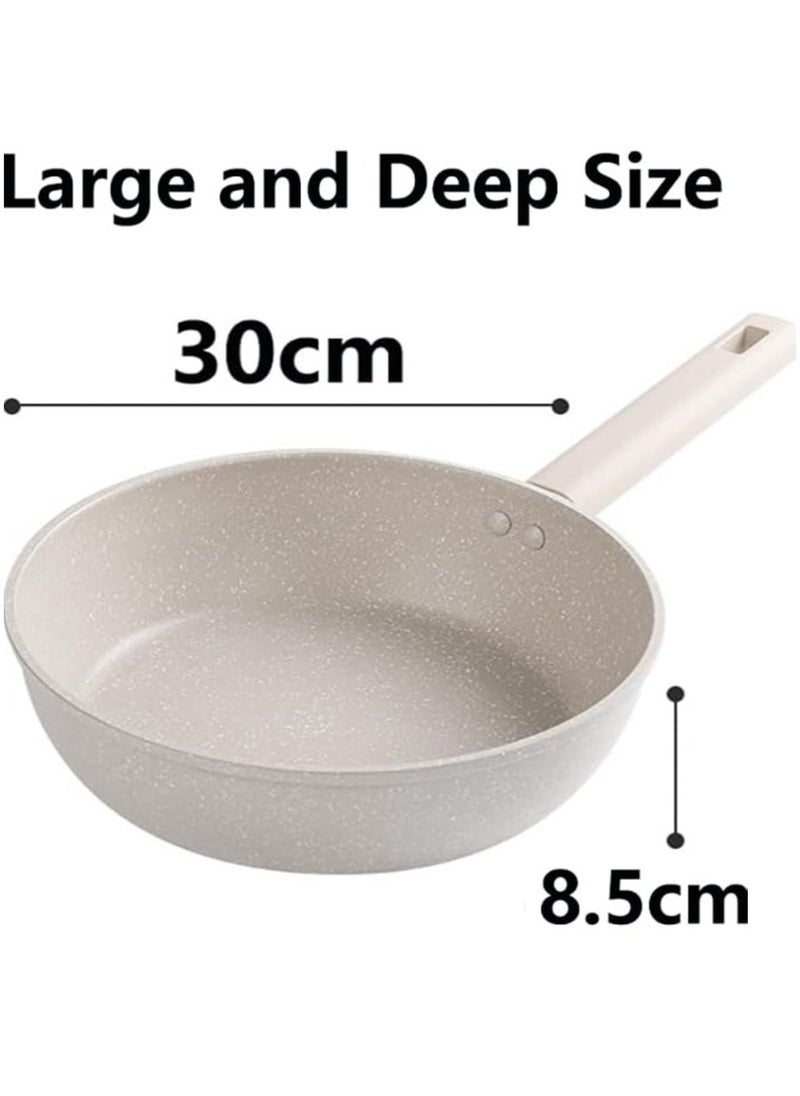 Large Deep Ceramic Saute Pan 29cm, Nonstick Frying Pan Skillet with Lid, Healthy Jumbo Cooker, Light Weight, PFOA & PFAS Free