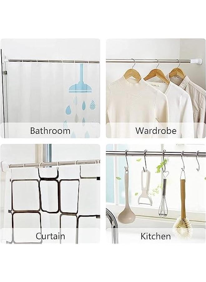 Adjustable Stainless Steel Clothes Rail for Wardrobe, Shower, Kitchen - Extendable Pole 70-120cm with 22mm Diameter Curtain Rod