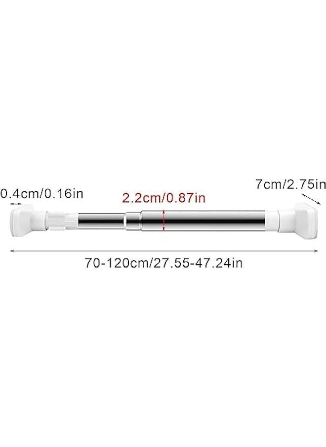 Adjustable Stainless Steel Clothes Rail for Wardrobe, Shower, Kitchen - Extendable Pole 70-120cm with 22mm Diameter Curtain Rod