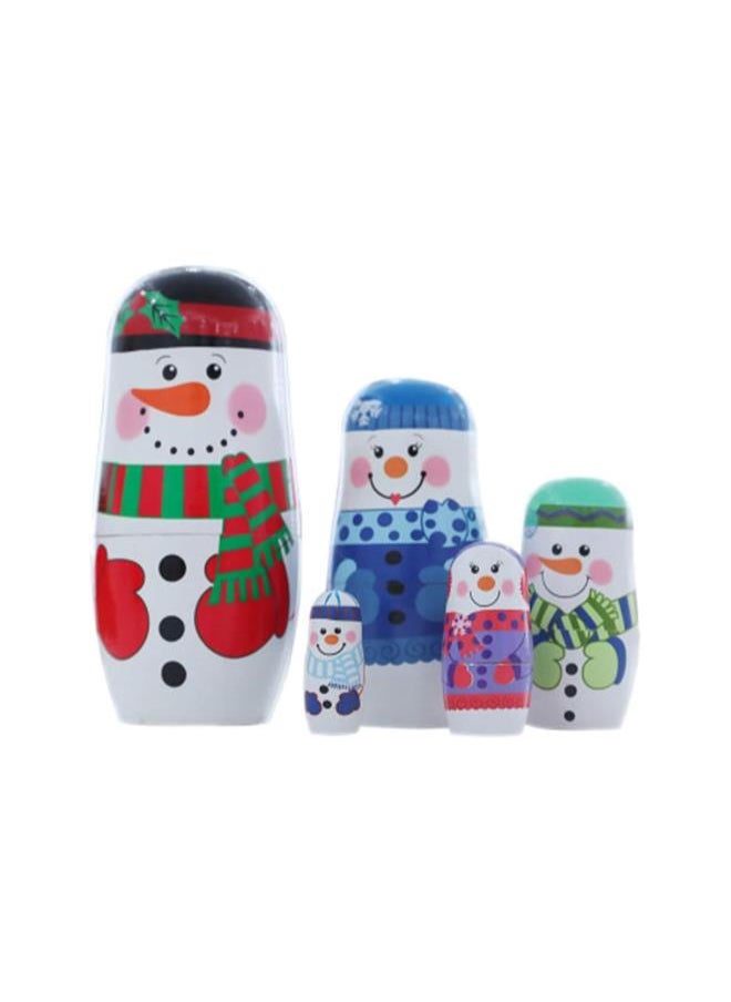 silvercnc Wooden Russian Nesting Dolls 5 Layers Novelty Snowman Stacking Nested Handmade Toys for Children Kids Christmas Winter Party Wishing Gift