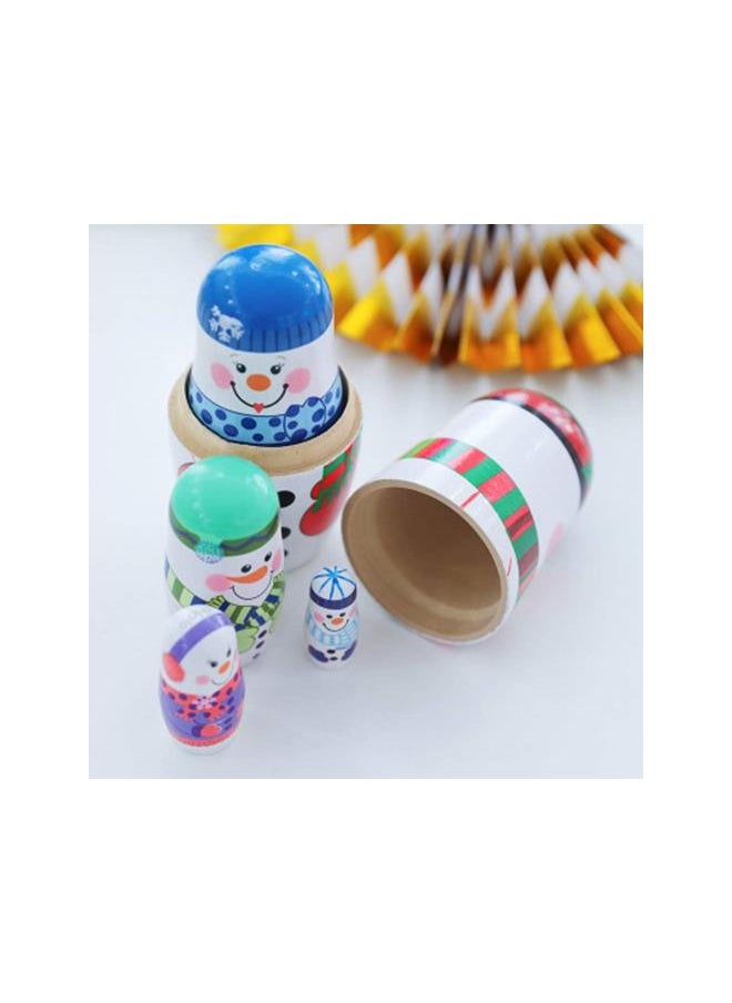 silvercnc Wooden Russian Nesting Dolls 5 Layers Novelty Snowman Stacking Nested Handmade Toys for Children Kids Christmas Winter Party Wishing Gift