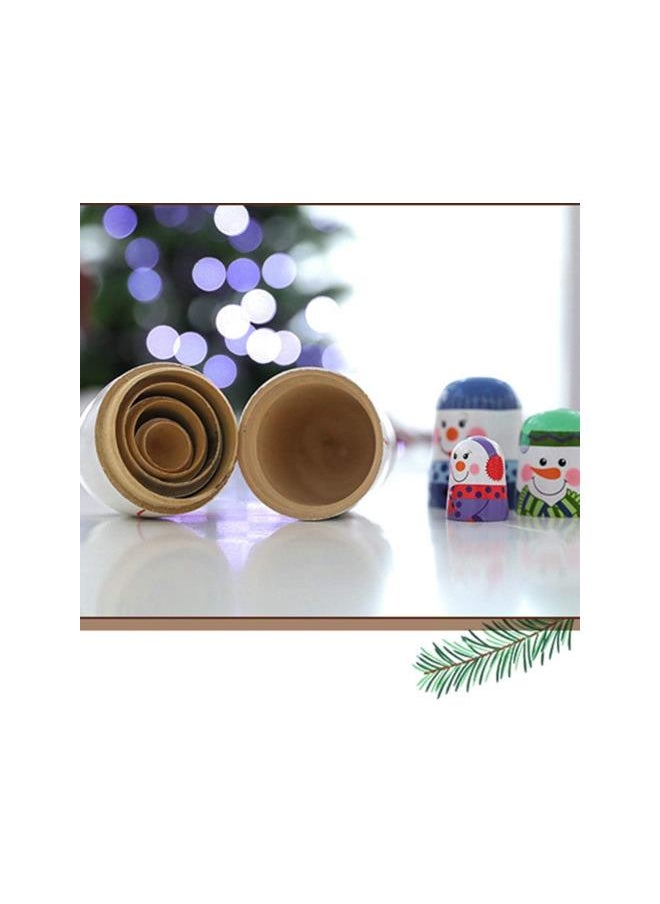 silvercnc Wooden Russian Nesting Dolls 5 Layers Novelty Snowman Stacking Nested Handmade Toys for Children Kids Christmas Winter Party Wishing Gift