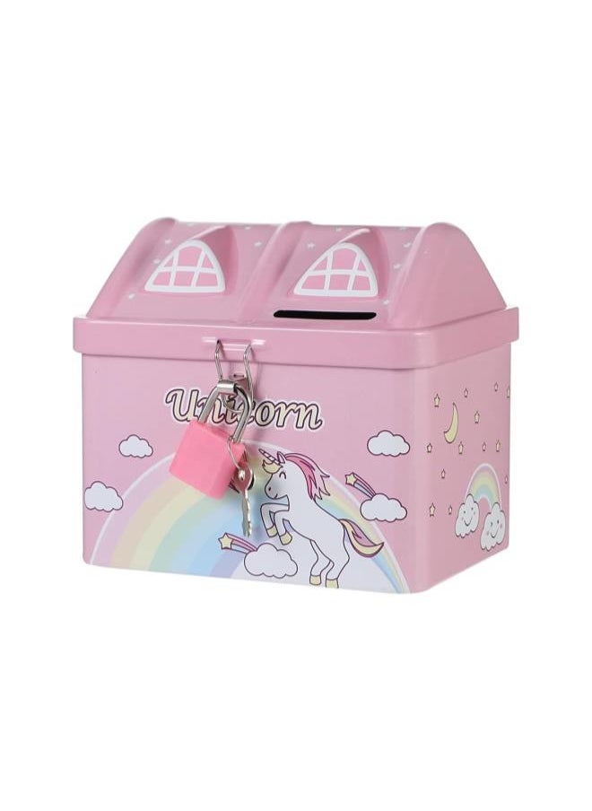 silvercnc Piggy Bank 1Pcs Unicorn Pattern Money Bank Saving Pot with Lock Childrens Toy Gift Saving Jar