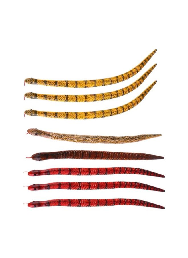 silvercnc 8Pcs Realistic Snake Toys Wooden Wiggly Snakes Flexible Jointed Lifelike Snakes Wild Life Toys Fake Snake Toy Wood Snake Figure for Halloween Decor Prank Props Random Color