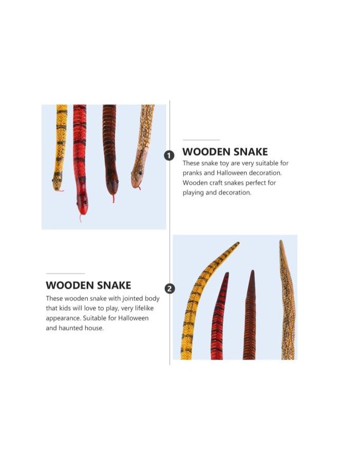 silvercnc 8Pcs Realistic Snake Toys Wooden Wiggly Snakes Flexible Jointed Lifelike Snakes Wild Life Toys Fake Snake Toy Wood Snake Figure for Halloween Decor Prank Props Random Color