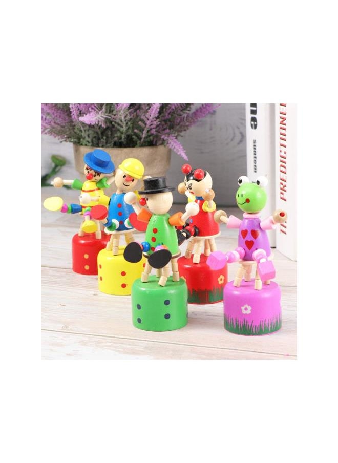 silvercnc 5pcs Wooden Push up Toy Finger Puppets Thumb Press Base Wooden Clown Puppets for Home Office Desk Decoration