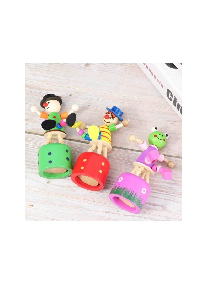 silvercnc 5pcs Wooden Push up Toy Finger Puppets Thumb Press Base Wooden Clown Puppets for Home Office Desk Decoration