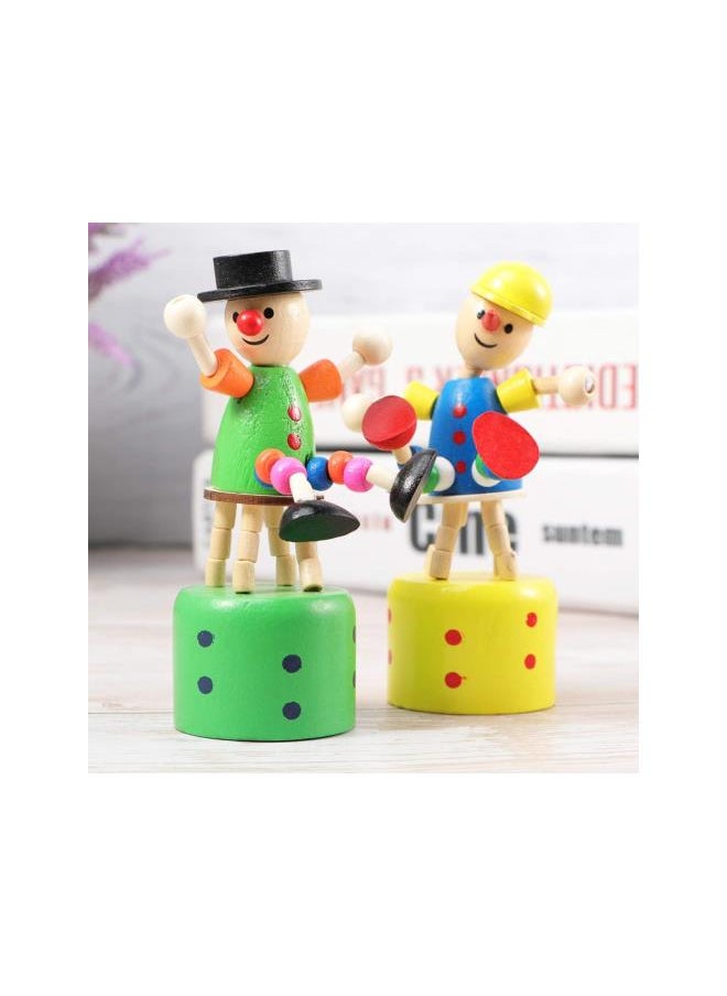 silvercnc 5pcs Wooden Push up Toy Finger Puppets Thumb Press Base Wooden Clown Puppets for Home Office Desk Decoration