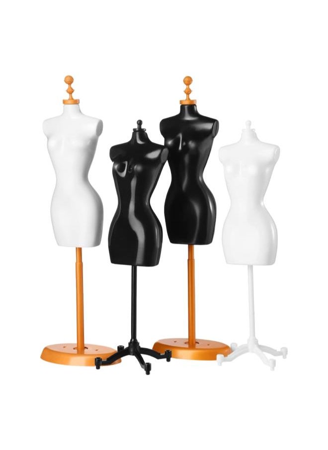 silvercnc 4pcs Doll Cloth Gown Display Support Holder Mini Mannequin Model Stand Plastic Display Support Holder for Doll